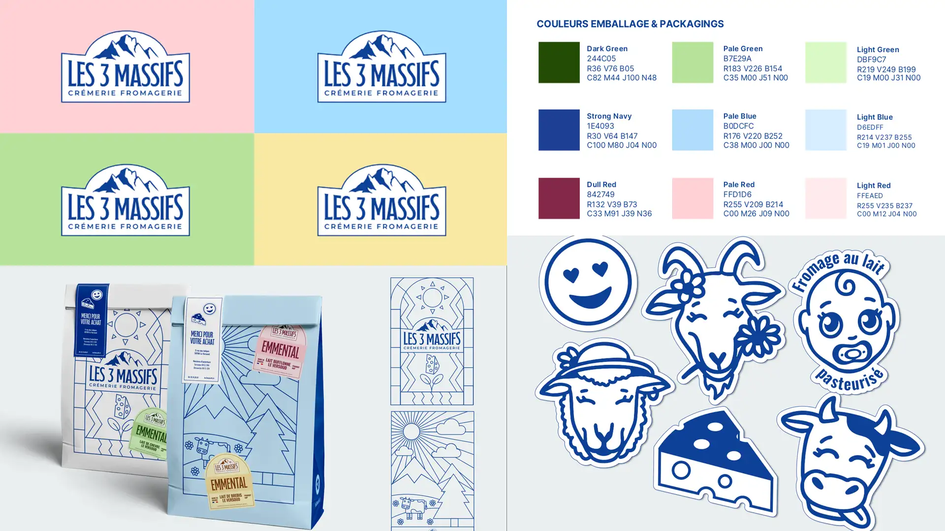 Fromagerie Les 3 Massifs - Logo, charte et supports