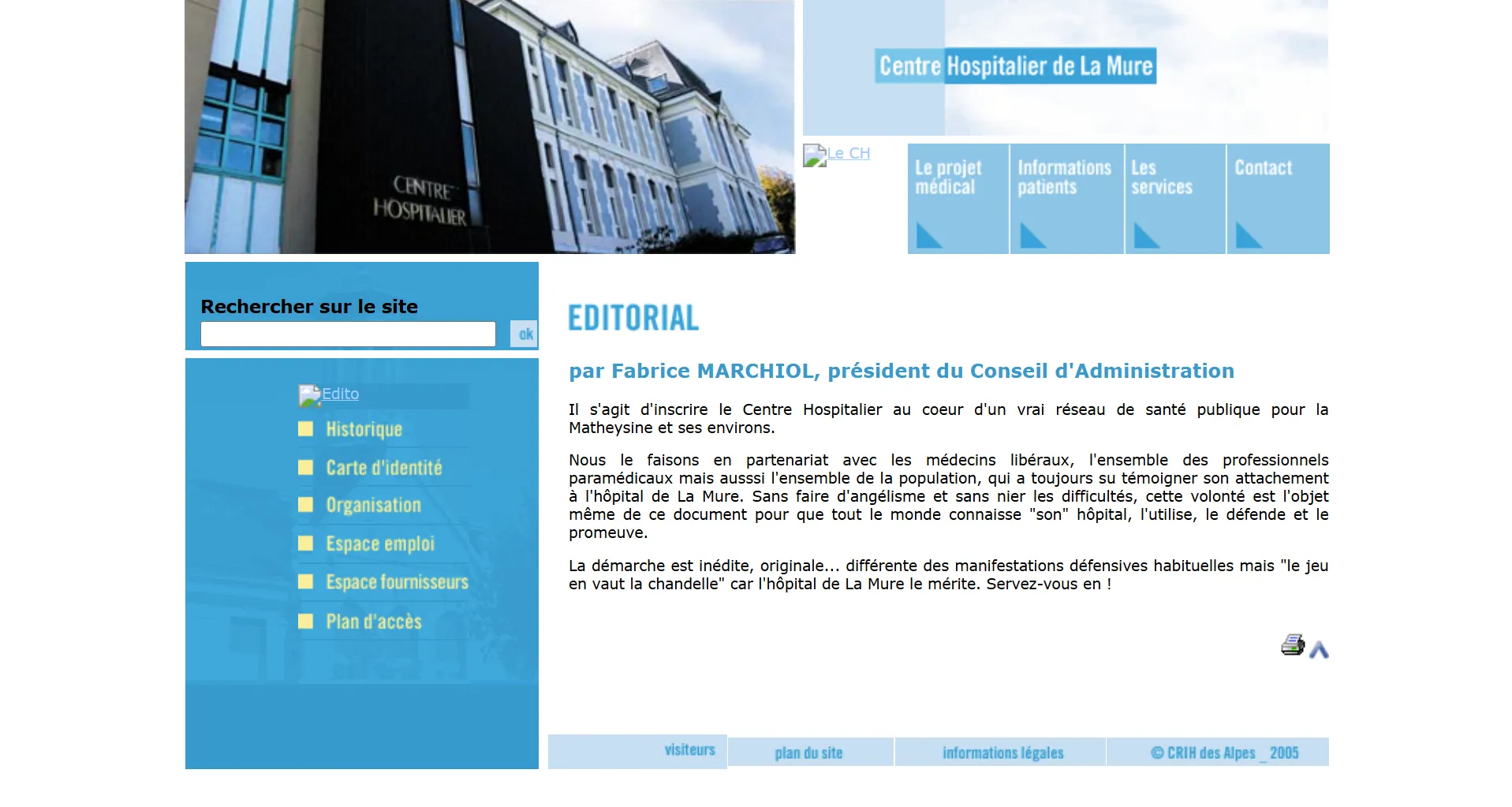 Comparaison avant/après du site du Centre hospitalier Fabrice Marchiol La Mure - Avant